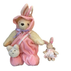 Vintage Dakin Easter Bunny Bear with Baby Bunny